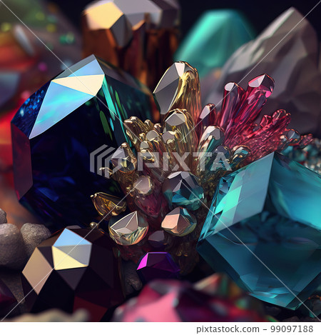 AI generated Abstract Background with Crystals and Gems . AI generated Illustration. 99097188