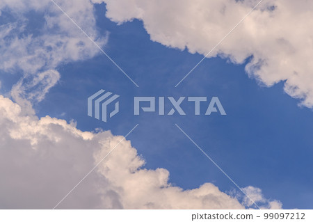 A blue sky like a river flowing between clouds A blue sky like a river flowing between clouds 99097212