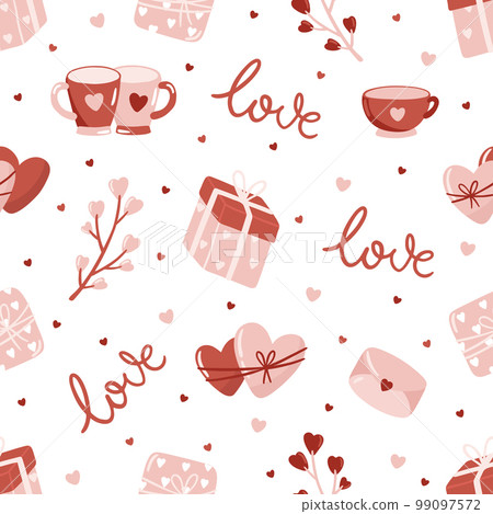 Valentines day pink seamless pattern. Love, hearts, valentine card. Valentines day pink seamless pattern. Love, hearts, valentine card. 99097572