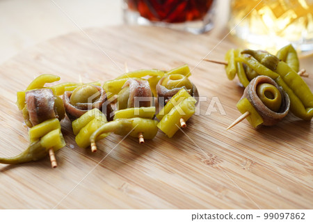 Gilda Spanish classic pintxos from the Basque Country Gilda Spanish classic pintxos from the Basque Country 99097862