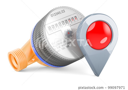 Water meter with map pointer. 3D rendering 99097971