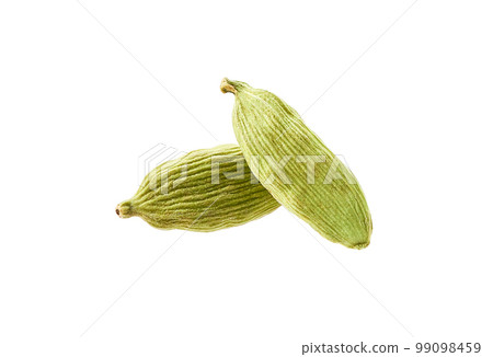 dried cardamom pods isolated on white background. 99098459