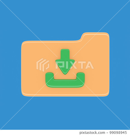 desktop interface folder download icon isolated on blue background simple ui 3d rendering 99098945