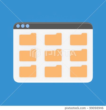 desktop interface window with folders simple cartoon ui 3d rendering desktop interface window with folders simple cartoon ui 3d rendering 99098946