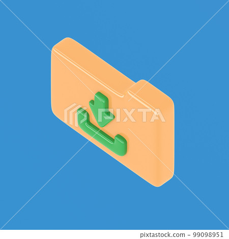 isometric desktop interface folder download icon isolated on blue background simple ui 3d rendering 99098951