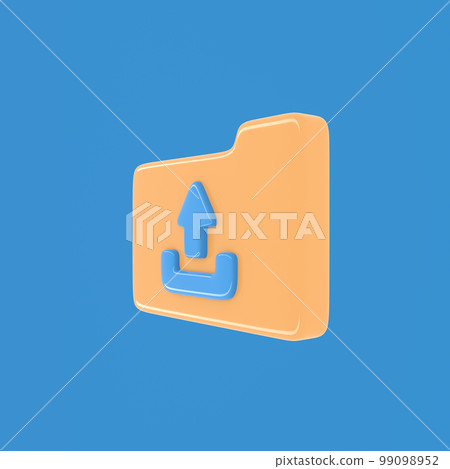 desktop interface folder upload icon isolated on blue background simple ui 3d rendering 99098952