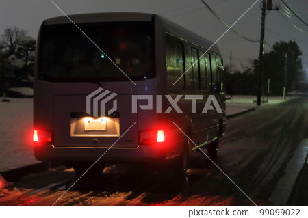 Snow road and microbus image Snow road and microbus image 99099022