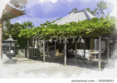 Watercolor-style Kofukuji Temple Hitokoto Kannondo, Nara City, Nara Prefecture Watercolor-style Kofukuji Temple Hitokoto Kannondo, Nara City, Nara Prefecture 99099643