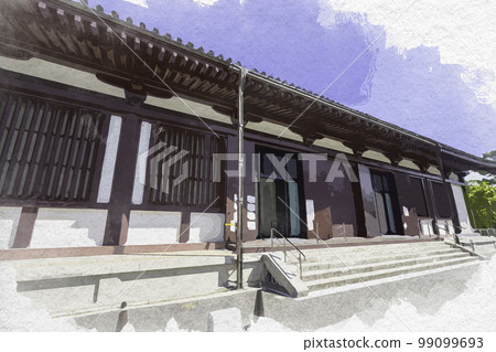 水彩風格的興福寺興福寺國寶館，奈良縣奈良市 99099693