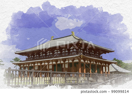 奈良縣奈良市水彩風格的興福寺中近堂 奈良縣奈良市水彩風格的興福寺中近堂 99099814