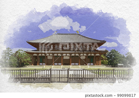 Watercolor-style Kofukuji Chukondo Hall, Nara City, Nara Prefecture Watercolor-style Kofukuji Chukondo Hall, Nara City, Nara Prefecture 99099817