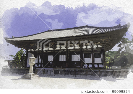 奈良縣奈良市水彩風格興福寺東金殿 奈良縣奈良市水彩風格興福寺東金殿 99099834
