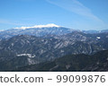 A distant view of the winter mountains covered with snow under the blue sky 99099876
