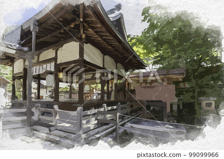 奈良縣奈良市水彩畫風格的天向山八幡宮 奈良縣奈良市水彩畫風格的天向山八幡宮 99099966