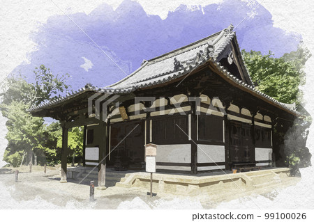 Watercolor style Todaiji Temple Shunjodo, Nara City, Nara Prefecture 99100026