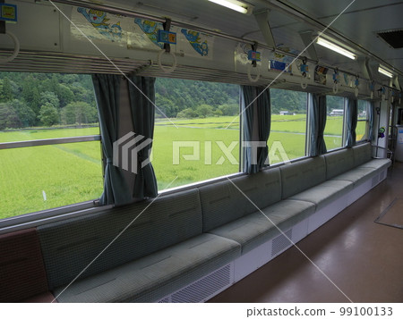 View of ears of rice from Nagaragawa Railway 99100133