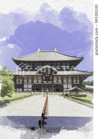 水彩風格的東大寺大佛殿,奈良縣奈良市 水彩風格的東大寺大佛殿,奈良縣奈良市 99100240