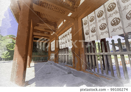 Watercolor-style Todaiji Central Gate, Nara City, Nara Prefecture 99100274