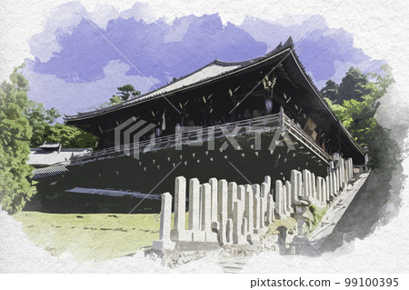 奈良縣奈良市東大寺水彩風格二月堂 奈良縣奈良市東大寺水彩風格二月堂 99100395