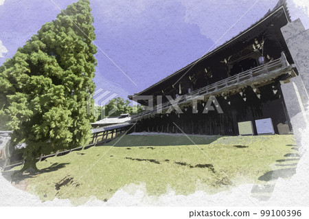 Watercolor style Nigatsudo, Todaiji Temple, Nara City, Nara Prefecture Watercolor style Nigatsudo, Todaiji Temple, Nara City, Nara Prefecture 99100396