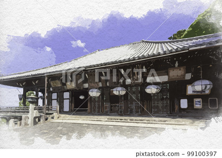 奈良縣奈良市東大寺水彩風格二月堂 奈良縣奈良市東大寺水彩風格二月堂 99100397