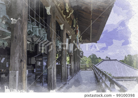 奈良縣奈良市東大寺水彩風格二月堂 奈良縣奈良市東大寺水彩風格二月堂 99100398