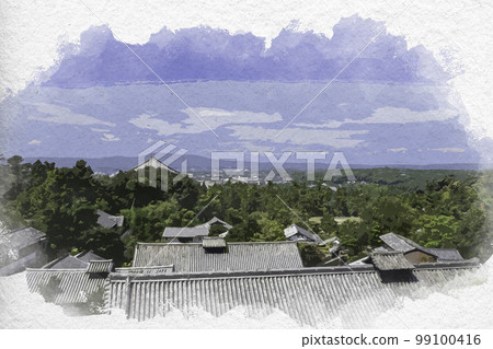 奈良縣奈良市東大寺二月堂水彩畫 奈良縣奈良市東大寺二月堂水彩畫 99100416