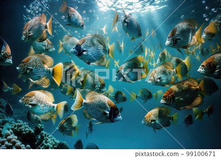 Under water world wildlife animals beautiful background. World water day concept. 99100671