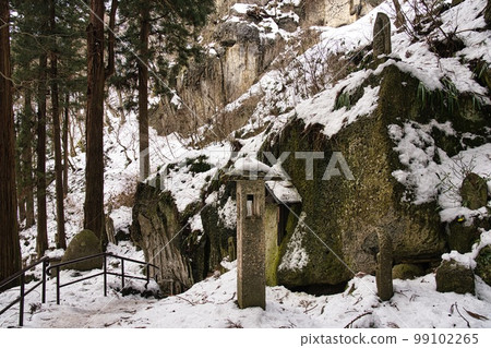 mountain temple with snow mountain temple with snow 99102265