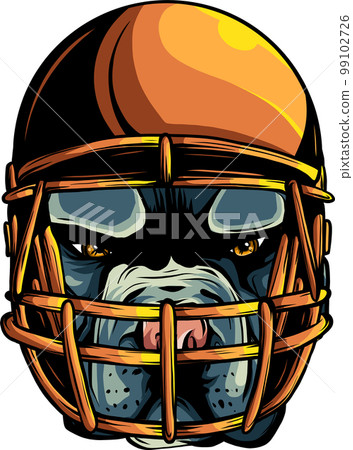 Portrait of the Smiling dog in rugby helmet. Vector illustration. Portrait of the Smiling dog in rugby helmet. Vector illustration. 99102726