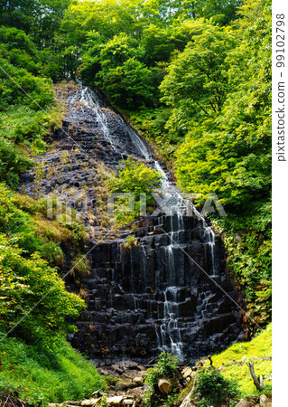 Hiyama Falls, Yurihonjo City, Akita Prefecture Geopark where you can see columnar joints and dacite waterfalls 99102798