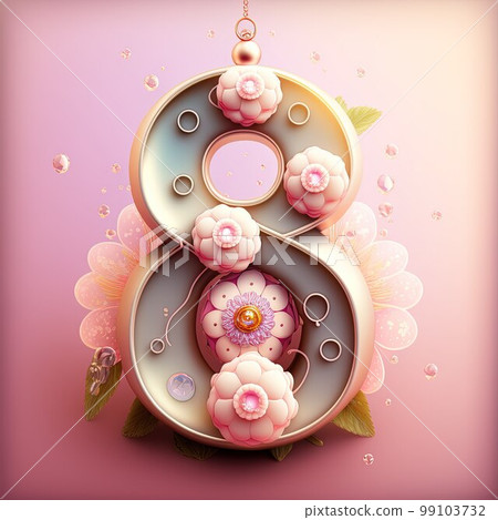 Creative illustration of number 8 with floral decoration for 8 march women's day celebration Creative illustration of number 8 with floral decoration for 8 march women's day celebration 99103732