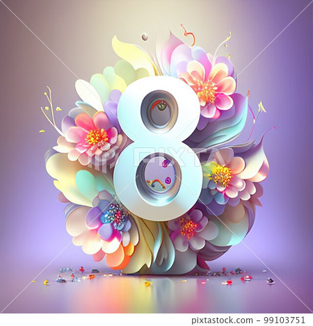 Creative illustration of number 8 with floral decoration for 8 march women's day celebration Creative illustration of number 8 with floral decoration for 8 march women's day celebration 99103751