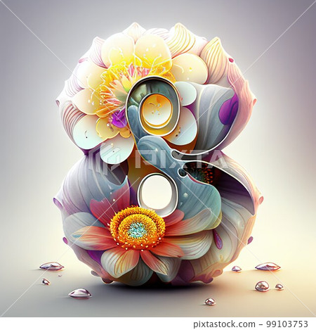 Creative illustration of number 8 with floral decoration for 8 march women's day celebration Creative illustration of number 8 with floral decoration for 8 march women's day celebration 99103753