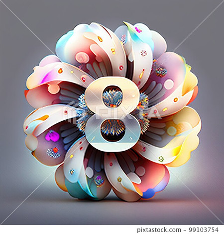 Creative illustration of number 8 with floral decoration for 8 march women's day celebration Creative illustration of number 8 with floral decoration for 8 march women's day celebration 99103754