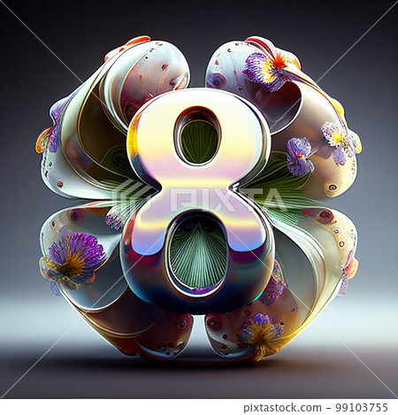 Creative illustration of number 8 with floral decoration for 8 march women's day celebration Creative illustration of number 8 with floral decoration for 8 march women's day celebration 99103755