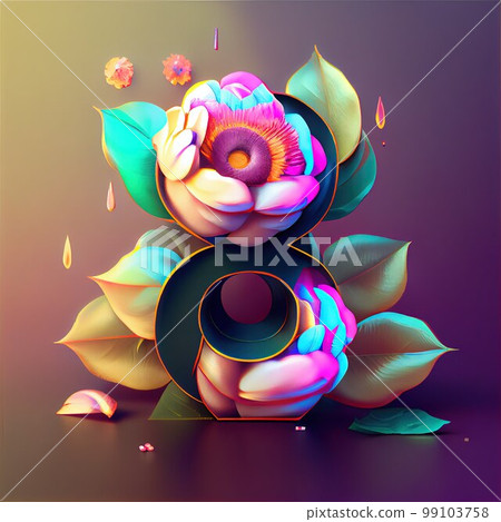 Creative illustration of number 8 with floral decoration for 8 march women's day celebration Creative illustration of number 8 with floral decoration for 8 march women's day celebration 99103758