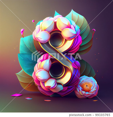 Creative illustration of number 8 with floral decoration for 8 march women's day celebration Creative illustration of number 8 with floral decoration for 8 march women's day celebration 99103765