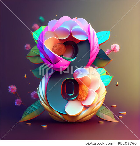 Creative illustration of number 8 with floral decoration for 8 march women's day celebration Creative illustration of number 8 with floral decoration for 8 march women's day celebration 99103766
