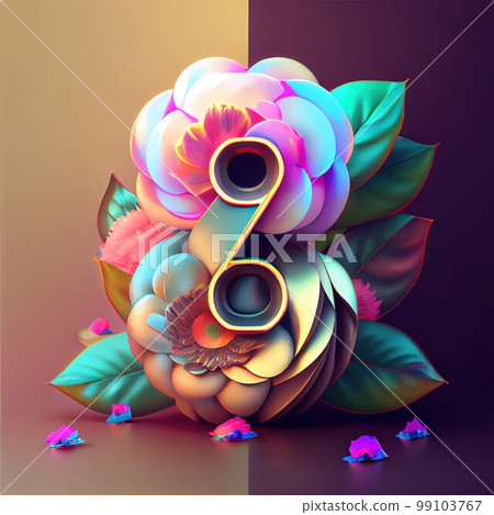 Creative illustration of number 8 with floral decoration for 8 march women's day celebration Creative illustration of number 8 with floral decoration for 8 march women's day celebration 99103767
