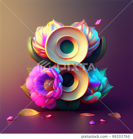 Creative illustration of number 8 with floral decoration for 8 march women's day celebration Creative illustration of number 8 with floral decoration for 8 march women's day celebration 99103768
