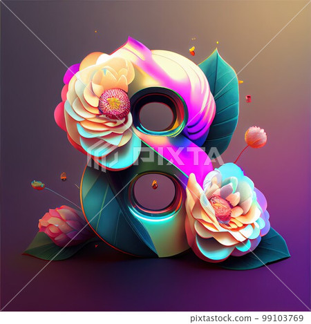 Creative illustration of number 8 with floral decoration for 8 march women's day celebration Creative illustration of number 8 with floral decoration for 8 march women's day celebration 99103769