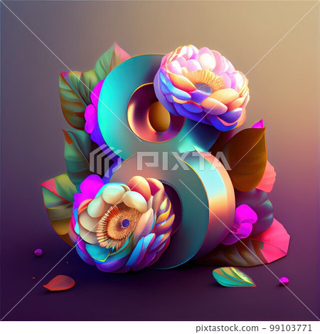 Creative illustration of number 8 with floral decoration for 8 march women's day celebration Creative illustration of number 8 with floral decoration for 8 march women's day celebration 99103771