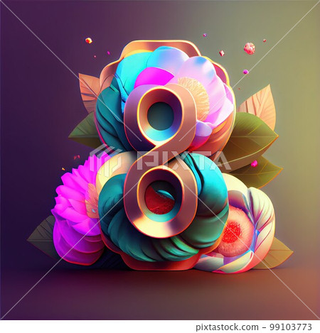 Creative illustration of number 8 with floral decoration for 8 march women's day celebration Creative illustration of number 8 with floral decoration for 8 march women's day celebration 99103773