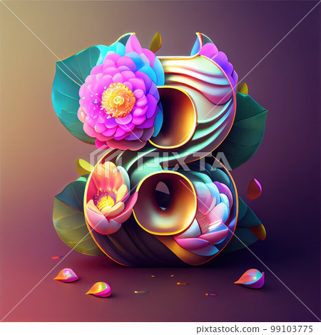 Creative illustration of number 8 with floral decoration for 8 march women's day celebration Creative illustration of number 8 with floral decoration for 8 march women's day celebration 99103775