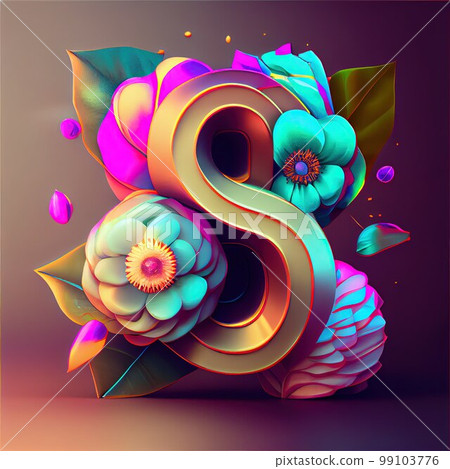 Creative illustration of number 8 with floral decoration for 8 march women's day celebration Creative illustration of number 8 with floral decoration for 8 march women's day celebration 99103776