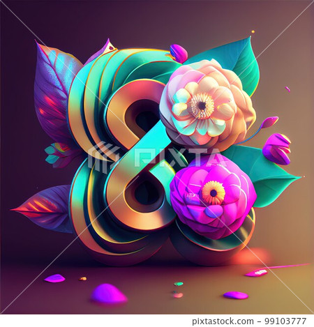 Creative illustration of number 8 with floral decoration for 8 march women's day celebration Creative illustration of number 8 with floral decoration for 8 march women's day celebration 99103777