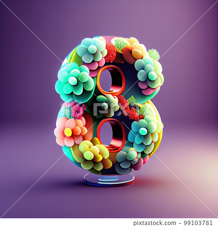 Creative illustration of number 8 with floral...-插圖素材 [99103781] - PIXTA圖庫
