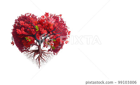 Heart tree illustration isolated on white background with copy space 99103806