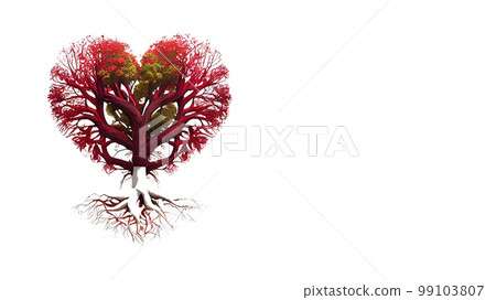Heart tree illustration isolated on white background with copy space 99103807